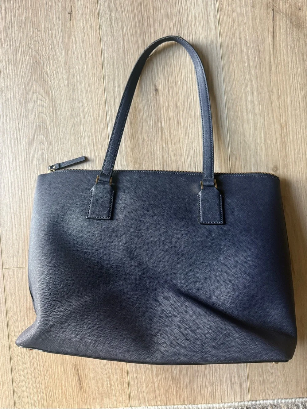 kate spade Navy Saffiano Leather Zip-Top Tote
